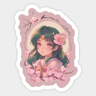 Cute Anime Girl Cherry Blossom Sticker